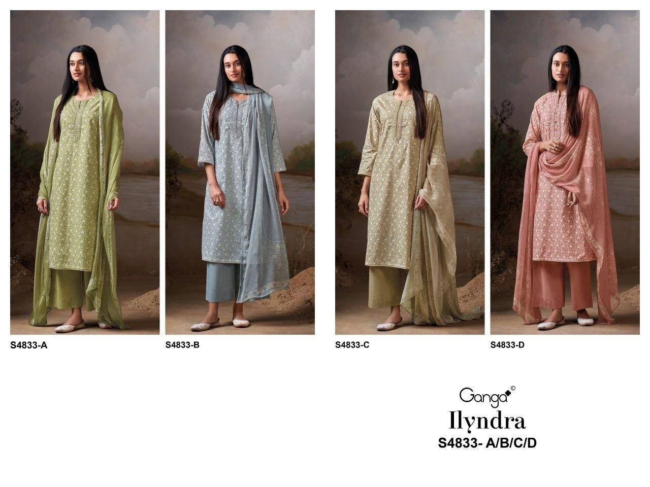 ILYNDRA 4833 By GANGA 4833A To 4833D Series Beautiful Festive Suits Colorful Stylish Fancy Casual Wear PREMIUM COTTON Dresses At Wholesale Price